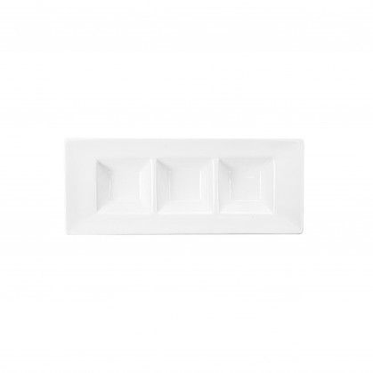 Retângulo 3 Compartimentos 26 cm Branco Porcelana