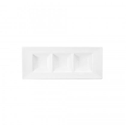 Retângulo 3 Compartimentos 26 cm Branco Porcelana