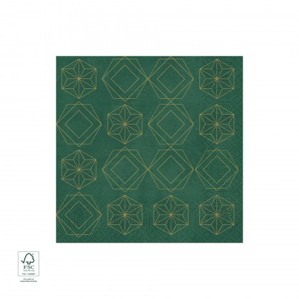 Guardanapo Tissue, 3 F, 33 x 33 cm Gilded Star Verde