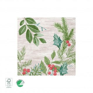 Guardanapo Tissue, 3 F, 33 x 33 cm Winter Greenery