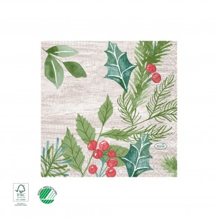 Guardanapo Tissue, 3 F, 24 x 24 cm Winter Greenery