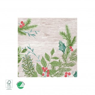 Guardanapo Tissue, 3 F, 40 x 40 cm Winter Greenery