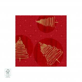 Guardanapo Clássico, 4 F, 40 x 40 cm Elegant Trees Vermelho