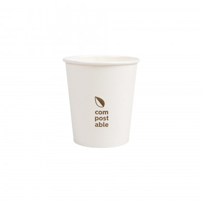 Copos 1 Parede Compostable 180 ml  7,2/5,3 x 7,8 cm Branco
