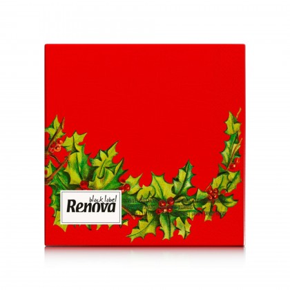 Guardanapos Renova Black Label Red Xmas Holly