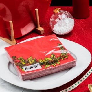 Guardanapos Renova Black Label Red Xmas Holly