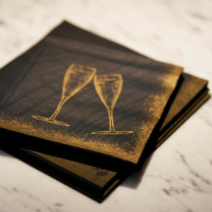 Guardanapo Tissue 33 x 33 cm Sparkly Cheers Preto 3 F
