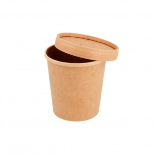Recipientes c/ Tampas 480 ml  9,7/7,5 x 10 cm Kraft