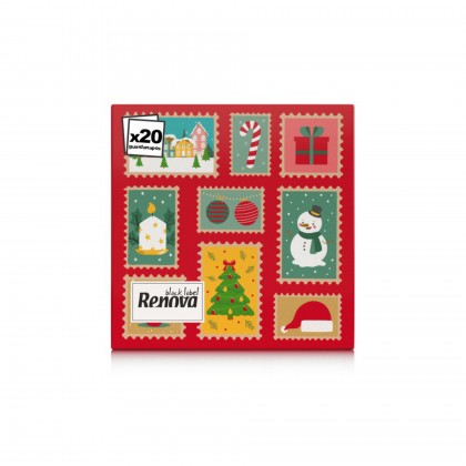 Guardanapos Renova Black Label Red Xmas Stamps