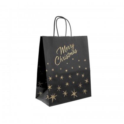 Sacos SOS com Asas Merry Christmas 20 + 10 x 29 cm Preto
