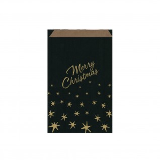 Sacos Planos Merry Christmas 26 + 9 x 38 cm Preto