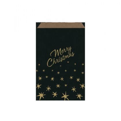 Sacos Planos Merry Christmas 26 + 9 x 38 cm Preto