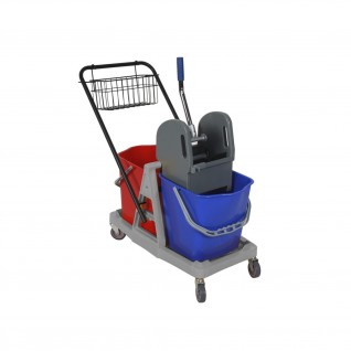 Carro Duplo Eco c/ 2 Baldes 25 L + Prensa + Guid�o + Cesto
